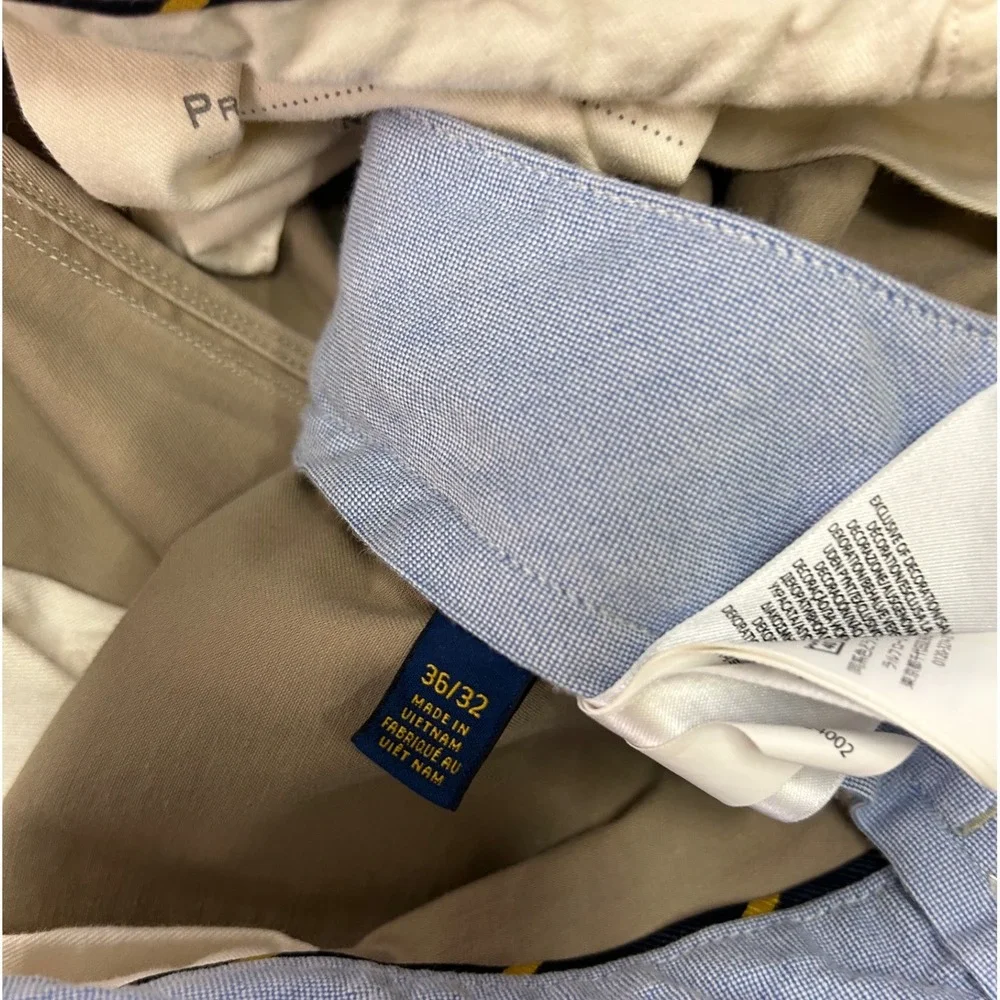 Polo Ralph Lauren Mens 36x32 Stretch Straight Fit Chino Pants Tan Khaki Cotton